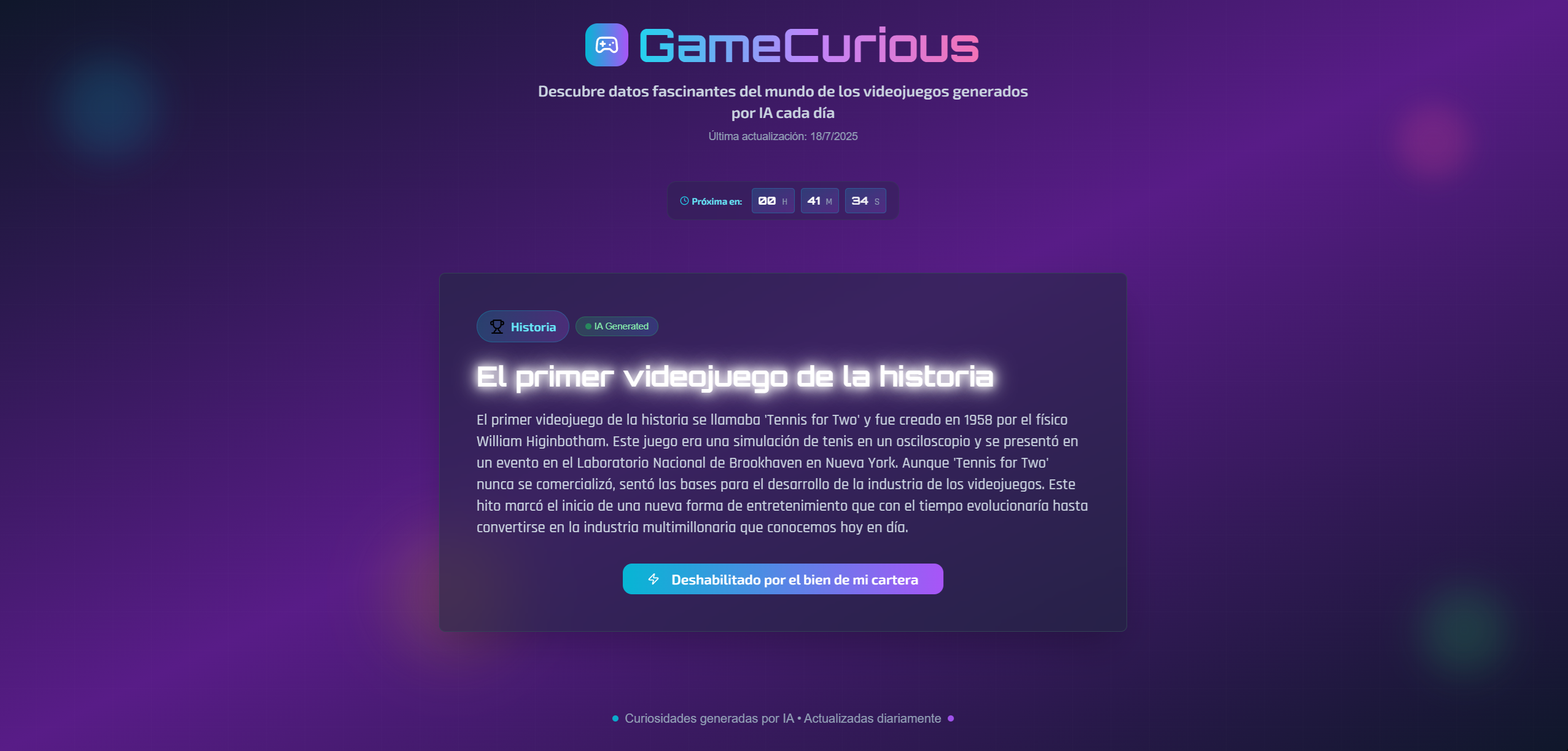 Captura de pantalla del proyecto GameCur-IA